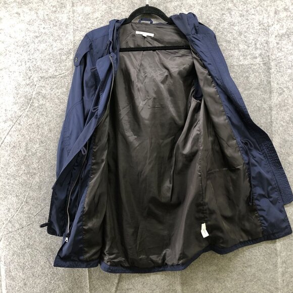 GAP Rain Jacket Womens S Dark Blue Parka Drawstring Waist Utility Mid Length - Picture 3 of 9